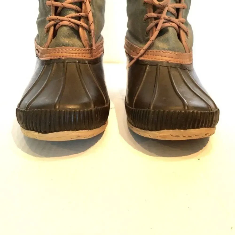 Tommy Hilfiger Men's Campbell Duck Boots Olive and Tan Rain Boots